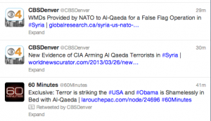 CBS twitter account hacked!